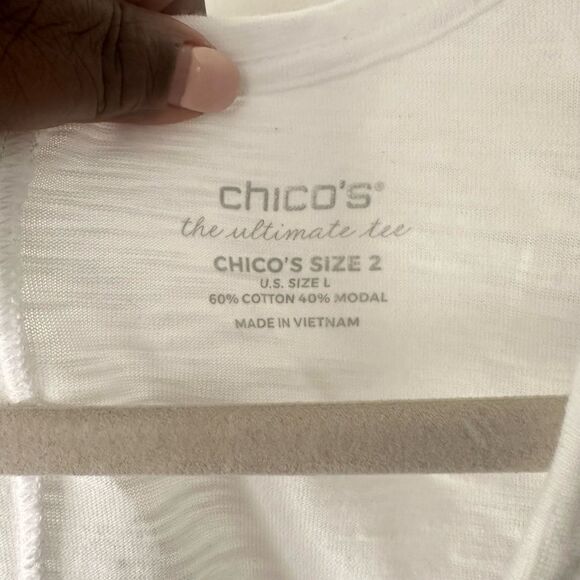 Chico’s The Ultimate White Cotton Tee 2=L - Picture 5 of 5